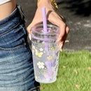 Axyaa Butterfly Lemon Water Bottle with Straw Lid, 16oz BPA-Free Cute Cup