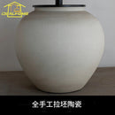 Axyaa Wabi-sabi Ceramic LED Table Lamp with Rattan Weaving Design