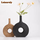 Axyaa Donut Design Ceramic Vase for Single Branch Flower Arranging