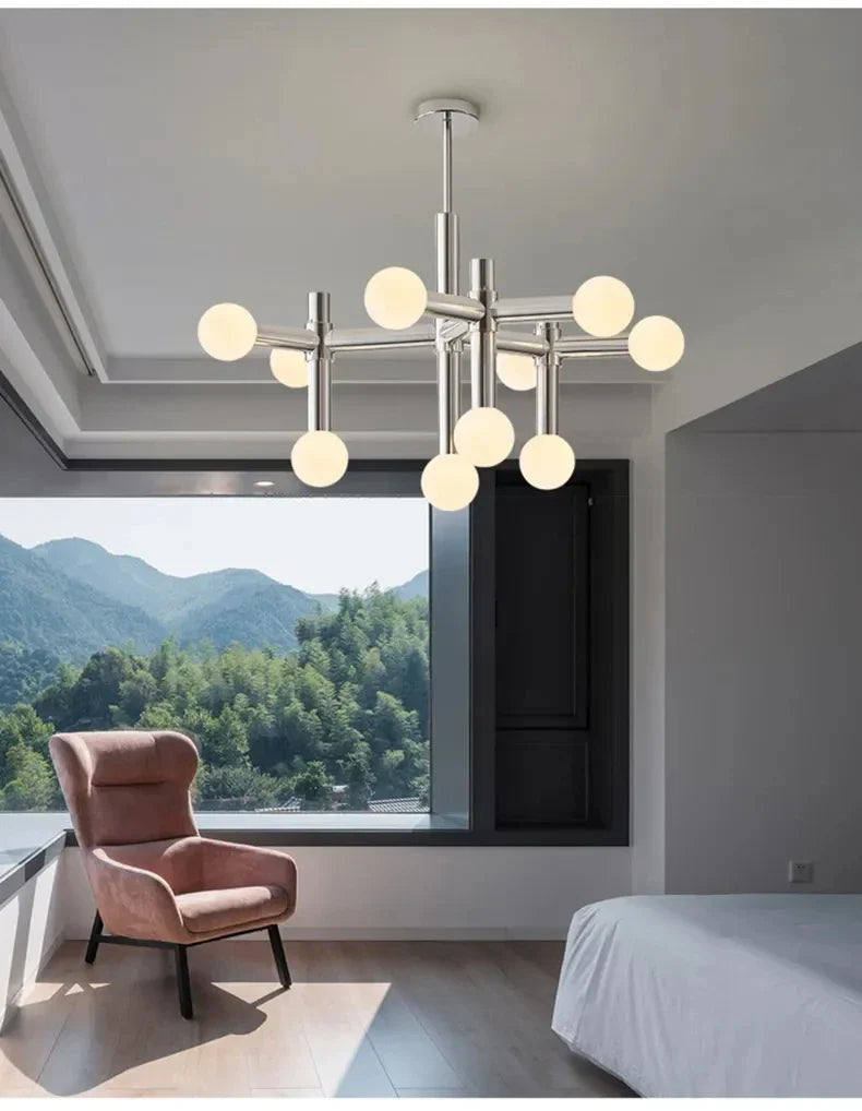 Axyaa Modern Glass Ball Chandelier Pendant Light for Home Indoor Decor