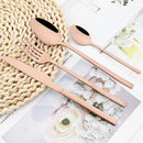 Axyaa Rose Gold Cutlery Set - 16-Piece Stainless Steel Dinnerware Flatware