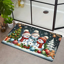 Axyaa Snowman Christmas Tree Welcome Mat — Non-Slip, Festive Design for Home & Kitchen