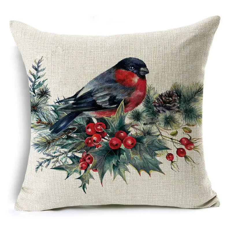 Axyaa Christmas Birds Garland Cushion Cover