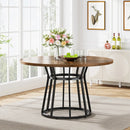 Axyaa Farmhouse Round Dining Table | 47" Wooden Texture Kitchen Table for 4