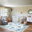 Axyaa Elegant Floral Print Living Room Rug - Non-slip & Machine Washable Floor Mat
