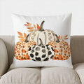 Axyaa Spotted Pumpkins & Autumn Leaves Pillow Cover for Sofa, Bedroom, Car