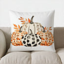 Axyaa Spotted Pumpkins & Autumn Leaves Pillow Cover for Sofa, Bedroom, Car