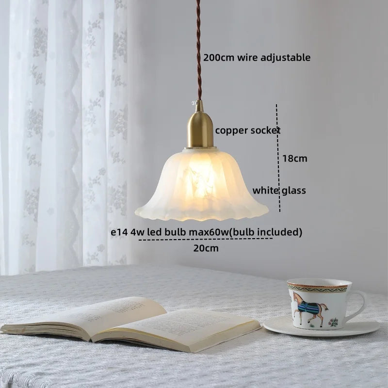 Axyaa Clear Glass LED Pendant Chandelier - Modern Copper Hanging Lamp for Home Decor