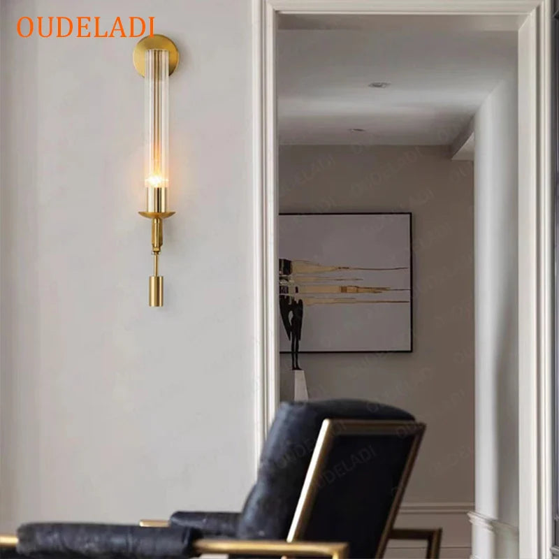 Axya Gold Tube Wall Sconce Retro Nordic Lighting