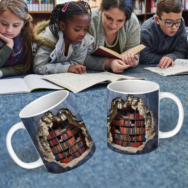 Axyaa Ceramic Library Book Mug Shelf Creative Space Design Coffee Cup Gift