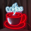 Axyaa 15" Coffee Neon Light Sign - Transparent Acrylic Cup Art for Bar Business