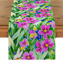 Watercolor Flowers Rabbit Table Runner | Axyaa Kitchen Dining Wedding Decor