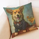 Axyaa Funny Pet Dog Pattern Linen Cushion Cover 45x45cm for Home Decor