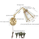 Axyaa Brass Glass LED Wall Sconce, Pull Chain, Rotating Mirror, Vintage Style