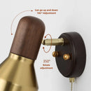 Axyaa Retro LED Wood Wall Lamp, Adjustable Angle Reading Light