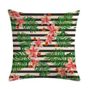 Axyaa Leaf Pattern Decorative Cushion Cover Pink Flower Linen Pillow Case
