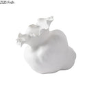 Axyaa White Ceramic Floral Bud Vase - Desk Decoration, Artificial Flowers, Room Decor