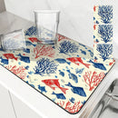 Axyaa Marine Coral Diatoms Absorbent Non-slip Kitchen Drain Mat