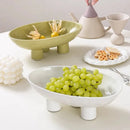 Axya Ceramic Fruit Tray: Stylish High-Legged Plate for Home Storage and Snacks