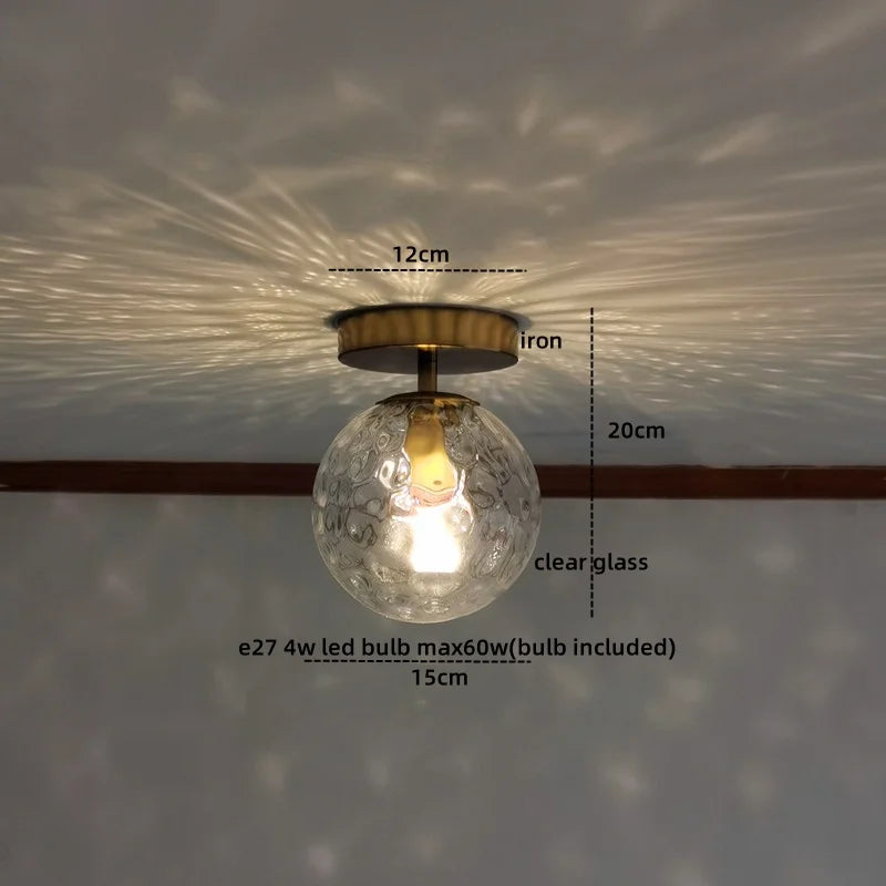 Axyaa Modern Amber Glass LED Ceiling Lights with Copper Socket for Home Decoration