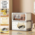 Axyaa Cat House Cabinet: 1-3 Tier, 60cm Wide, Black/Gray for Bedroom/Living Room