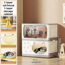 Axyaa Cat House Cabinet: 1-3 Tier, 60cm Wide, Black/Gray for Bedroom/Living Room