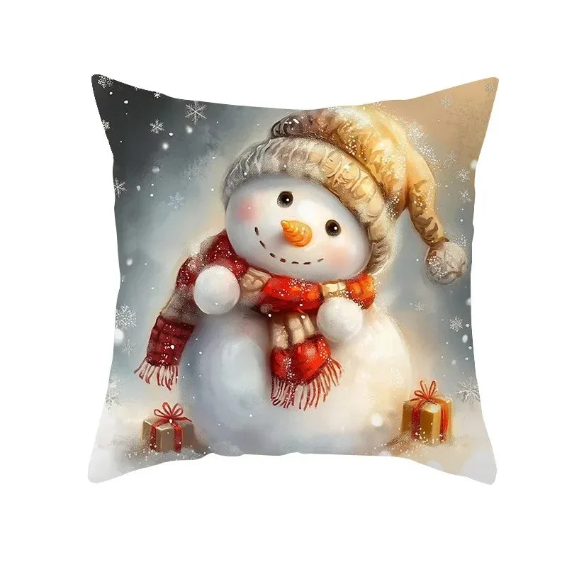 Axyaa Winter Snowman Pillowcase - Festive Sofa Decor & Gift
