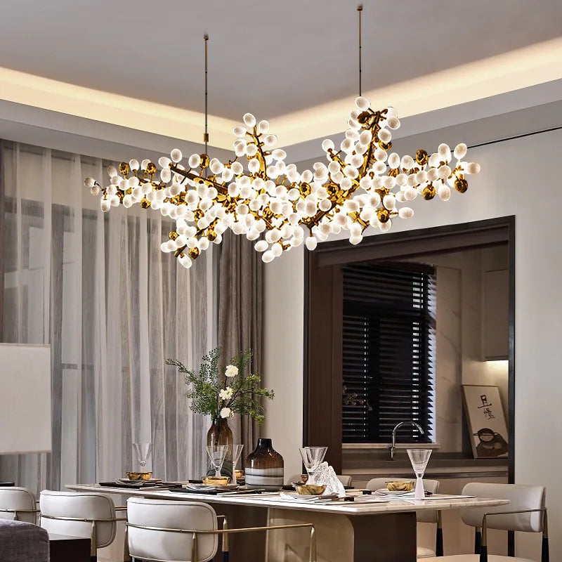 Axyaa Gold Grape Chandelier Glass Pendant Lights for Living Room and Kitchen