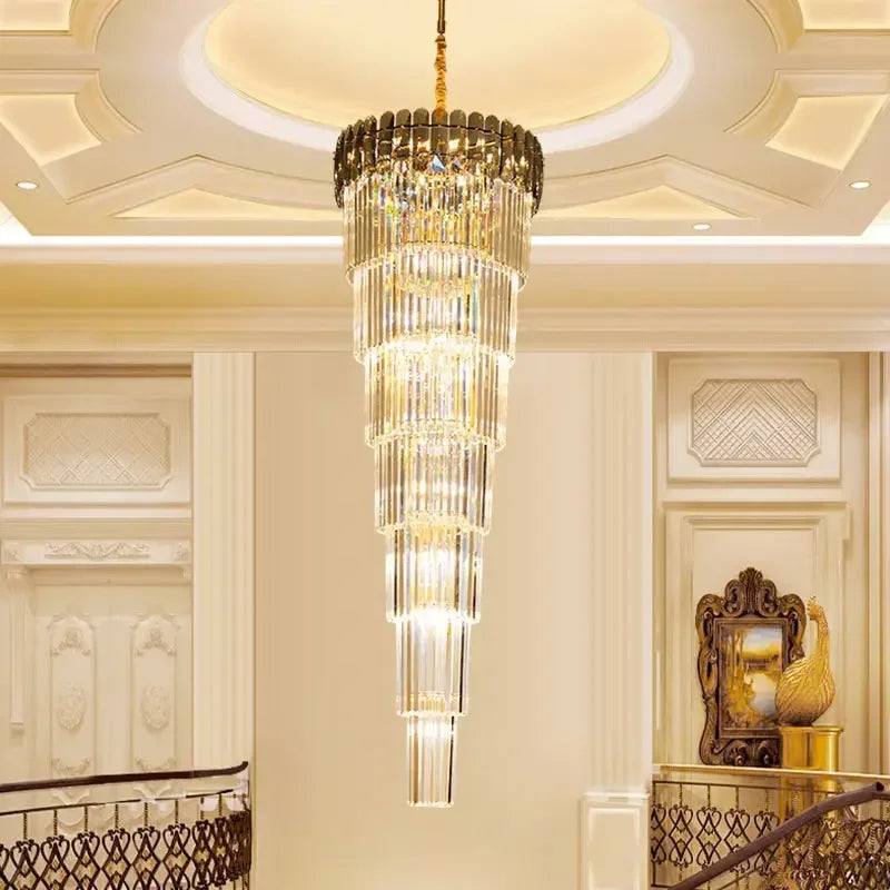 Axyaa Modern Crystal LED Chandelier for Living Room, Staircase, Villa Large Pendant Lamp