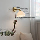 Axyaa Modern Glass Wall Lamp with Pull Chain Switch & Rotatable Glass Mirror Light