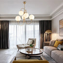 Axyaa White Glass Balls Chandelier Pendant Lamp for Living Dining Room