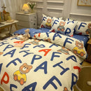 Axyaa Daisy Print Bedding Set: Queen/King Duvet Cover, Flat Sheets - Cozy & Durable