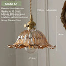 Axyaa Amber Glass Pendant Light Brass Vintage Adjustable Hanging Lamp
