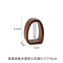Axyaa Walnut Wood Flower Stand Glass Vase for Creative Arrangements