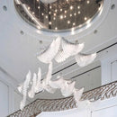 Axyaa Modern Villa Glass Feathers Chandelier Luxury Living Room LED Light