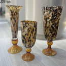 Mottled Glass Goblet Vase for Stylish Floral Arrangement by Axyaa