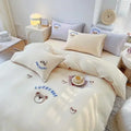 Axyaa Cute Bear & Sheep Embroidery Bedding Set | Soft Skin-Friendly Duvet Cover Set