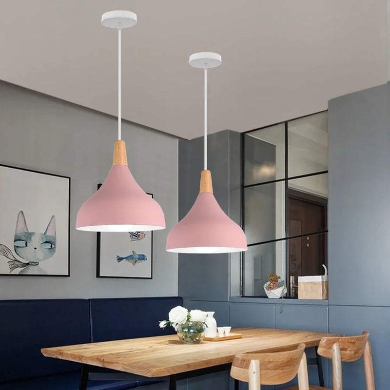 Nordic Wood & Aluminum Pendant Lights by Axyaa - Modern LED Hanging Lamps