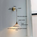 Axyaa Ceramic Vintage LED Wall Light Round Lampshade Design Pull Chain