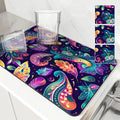 Axyaa Paisley Pattern Absorbent Mat: Antiskid & Quick Dry Kitchen & Bathroom Drain Pad