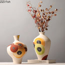 Axyaa Ceramic Vase with Artificial Fruits for Aesthetic Room Decor