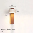 Axyaa Rotatable Wood & Stone Indoor Wall Sconce for Bedroom & Parlor
