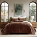 Axyaa King Size Velvet Quilt Set: Luxurious Soft Bedding, Lightweight Comforter for All Seasons