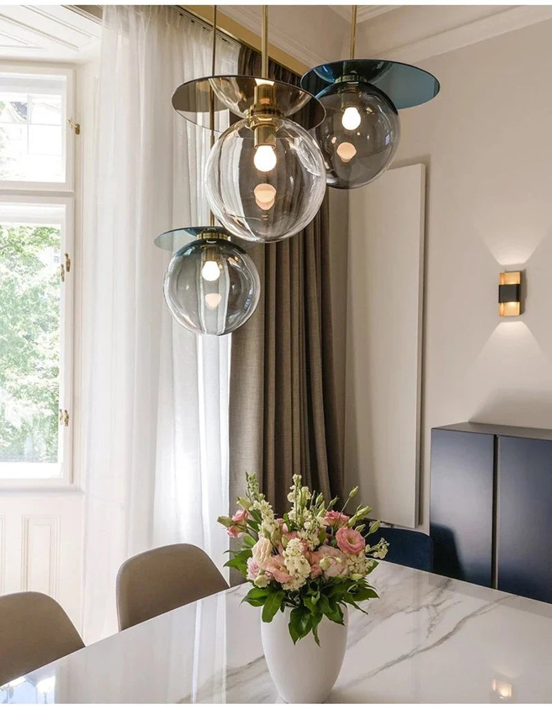 Axya Glass Metal Small Pendant Lamp for Dinning, Living, Bedside in Colorful Nordic Design