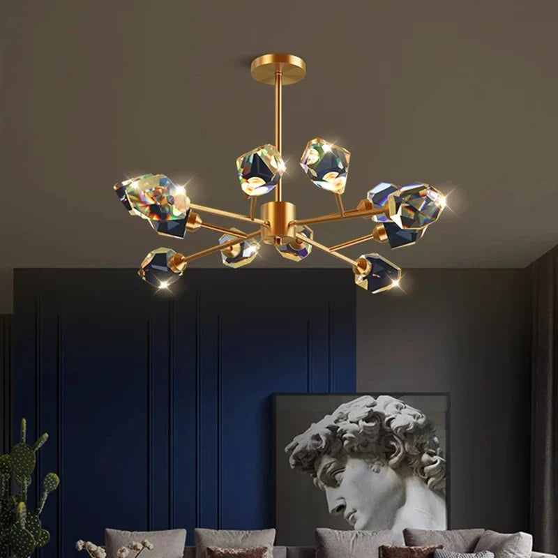 Axxya Crystal Chandelier: Luxury Living Room & Bedroom Pendant Light