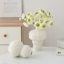 Axyaa White Ceramic Calabash Vase for Room Decoration and Floral Arrangement