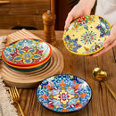 Axyaa 6.3-inch Ceramic Bohemian Style Appetizer Fruit Salad Plates Bone Plates