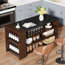Axyaa Farmhouse Kitchen Island with Storage, 5-Tier Wood Coffee Bar Table