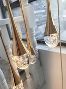 Axyaa Modern Crystal Chandelier for Living Room, LED Staircase Ceiling Light