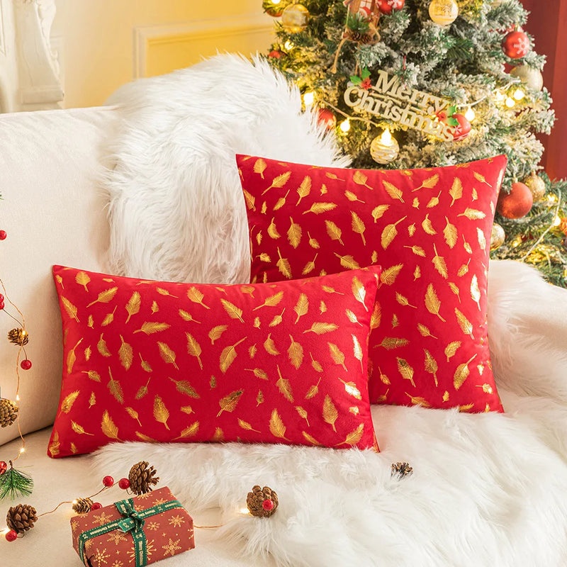 Axyaa Christmas Printed Plush Pillow Cover 45x45 - Stylish Sofa Decor